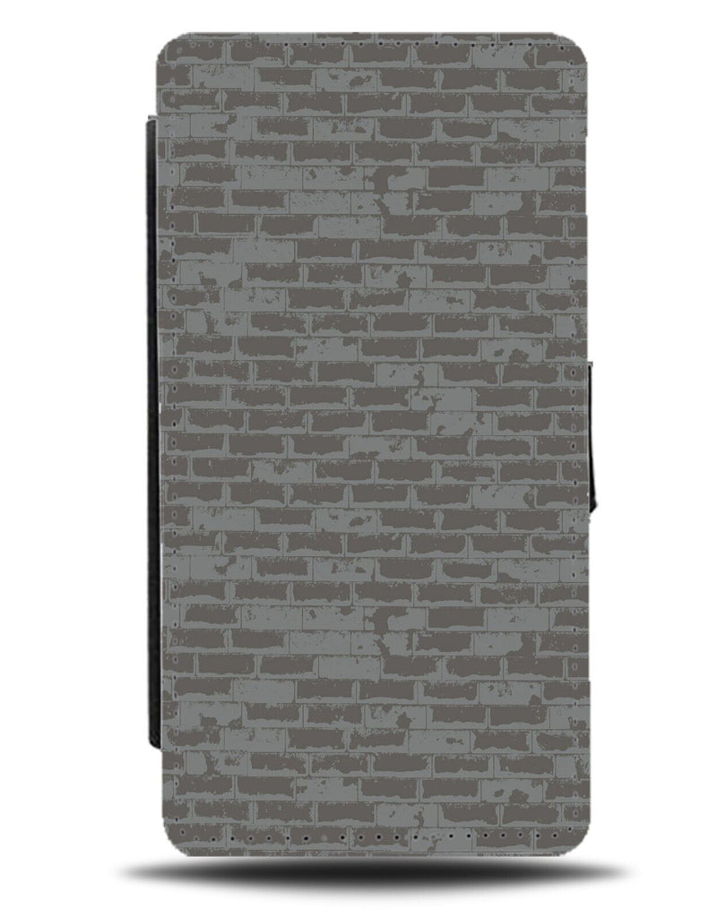 Grey Brickwall Flip Wallet Case Brick Wall Bricks Street Concrete Print CH18
