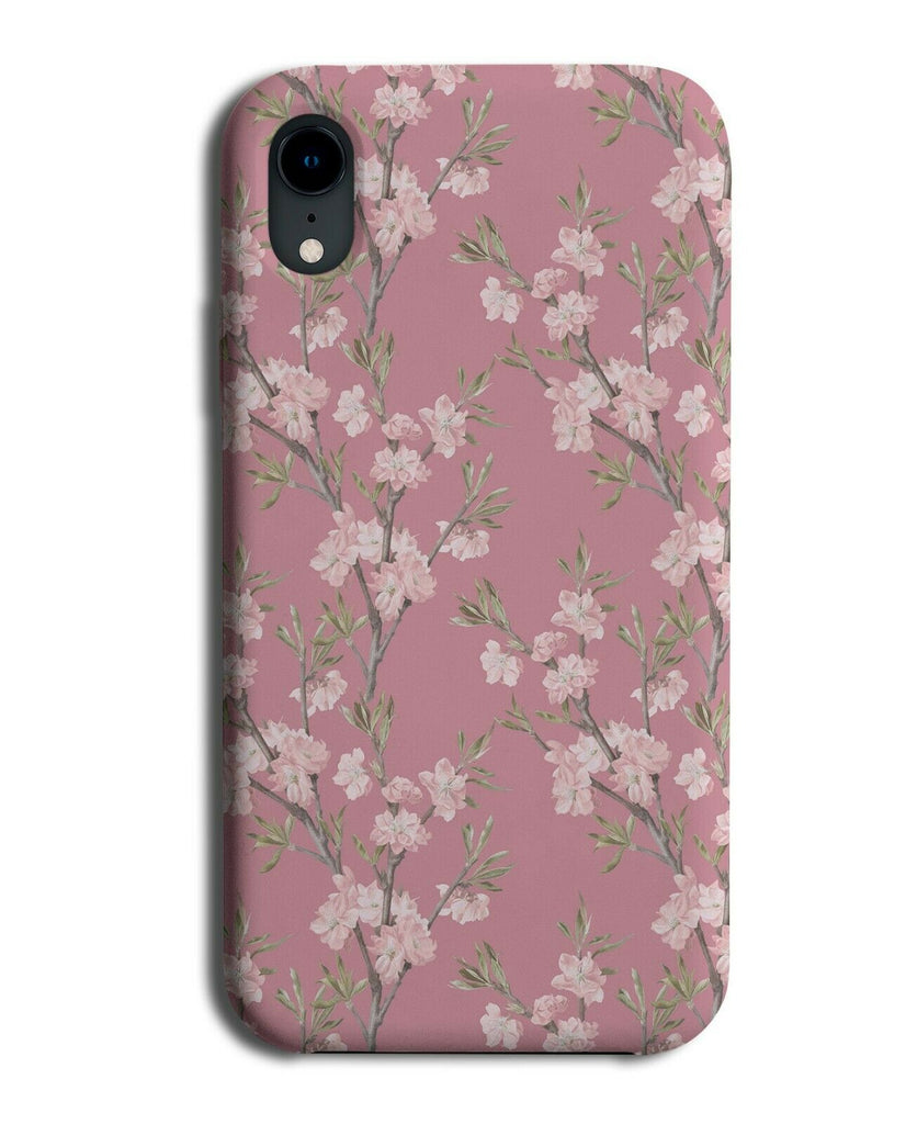 Dark Gothic Pink Floral Print Phone Case Cover Vintage Design Style F044