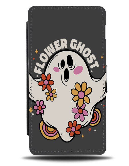 Flower Ghost Flip Wallet Case Ghosts Funny 70s Peace Friendly Halloween Love 510