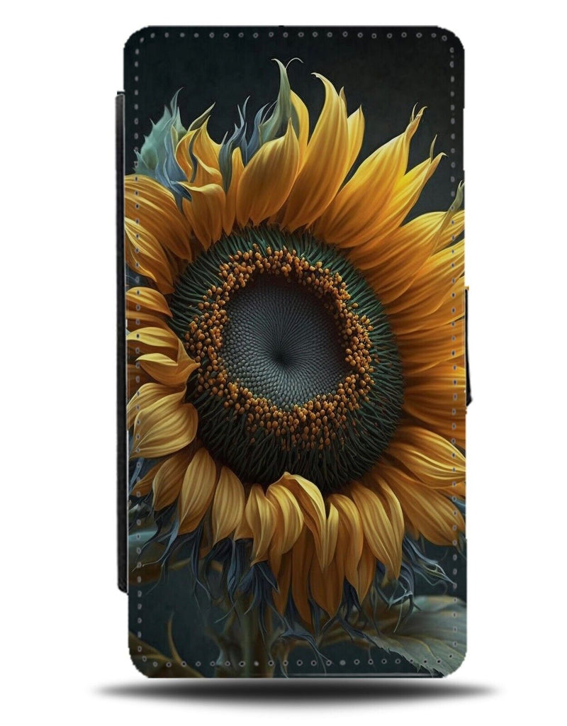 Artistic Large Sunflower Flip Wallet Case Sunflowers Petals Petal Picture CR12