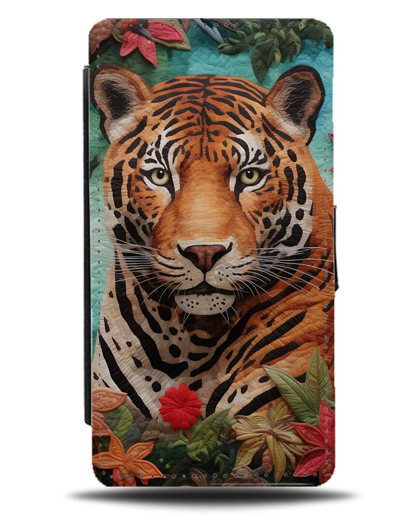 Colourful Jaguar Flip Wallet Case Jaguars Face Animal Leopard Head Jungle DC72