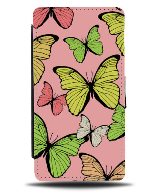 Butterfly Picture Flip Wallet Case Pink Girls Womens Girly Butterflies E918