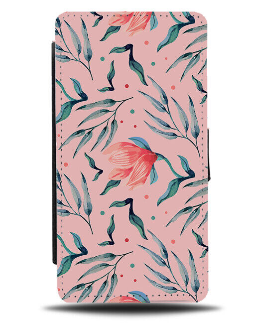 Baby Pink Tulip Flower Flip Wallet Case Leaves Leaf Tulips Floral Petals E589