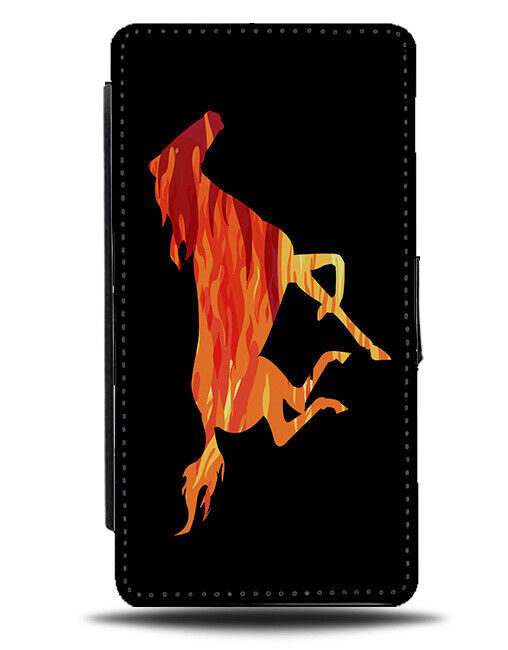 Colourful Horse Silhouette Shape Flip Wallet Case Sunset Fire Fiery Design J527