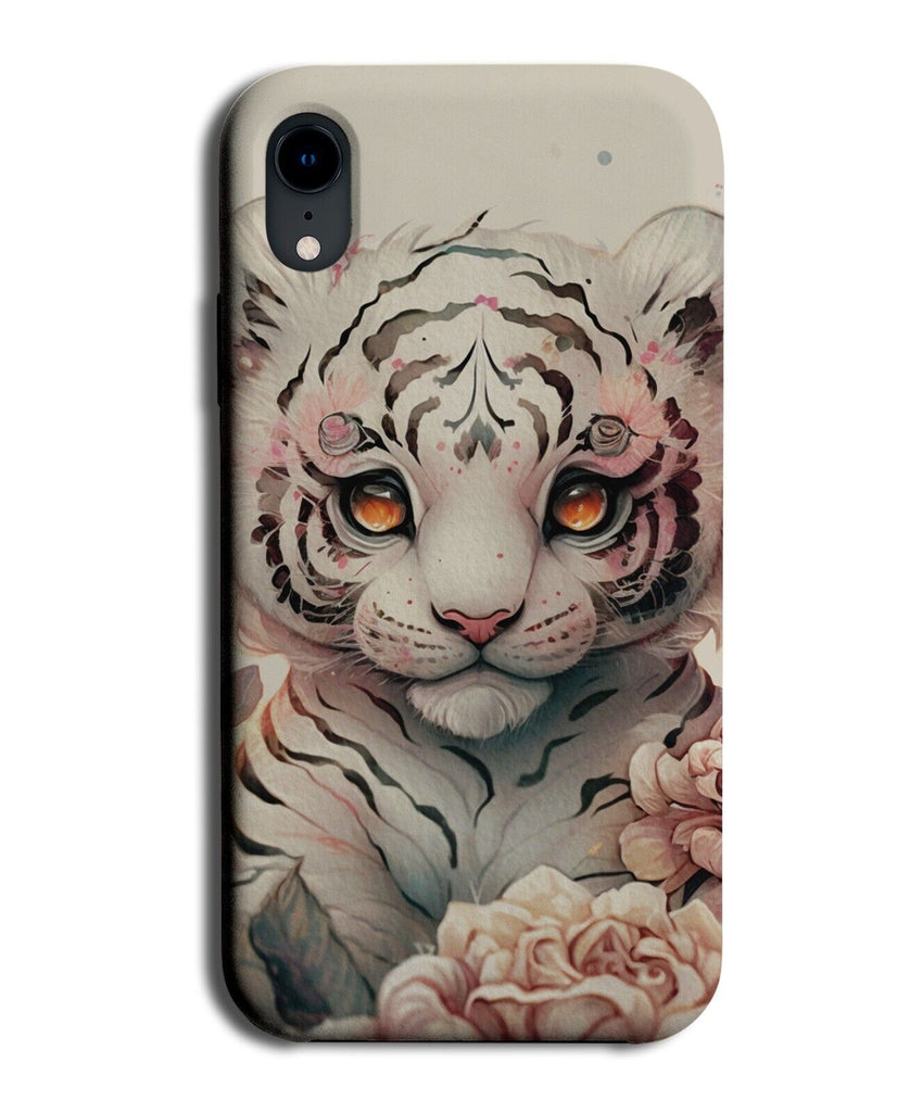 Anime Style White Tiger Cub Phone Case Cover Cubs Tigers Face Baby CHerry DG85