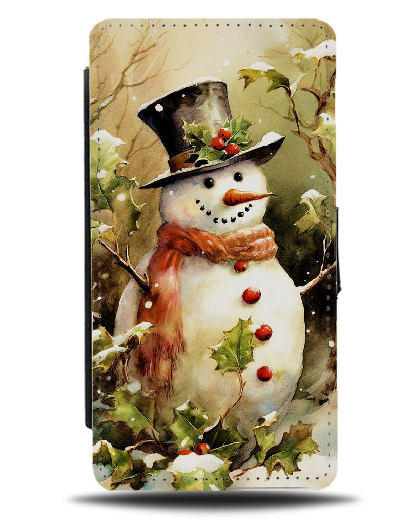 Classic Snowman Christmas Card Flip Wallet Case Cards Picture Photo Snowmen CT74