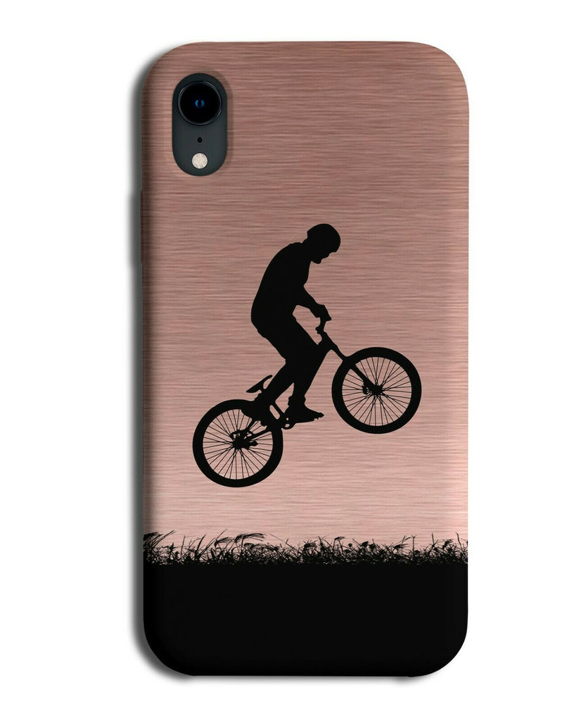 BMX Silhouette Phone Case Cover BMXer Bike Wheels Rose Gold Coloured i669