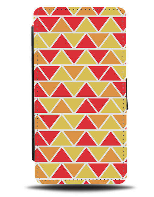 Red Yellow Orange Triangular Pattern Flip Wallet Case Colours Shades Fire G450