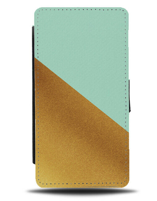 Mint Green and Gold Flip Cover Wallet Phone Case Pastel Pale Green Golden i418