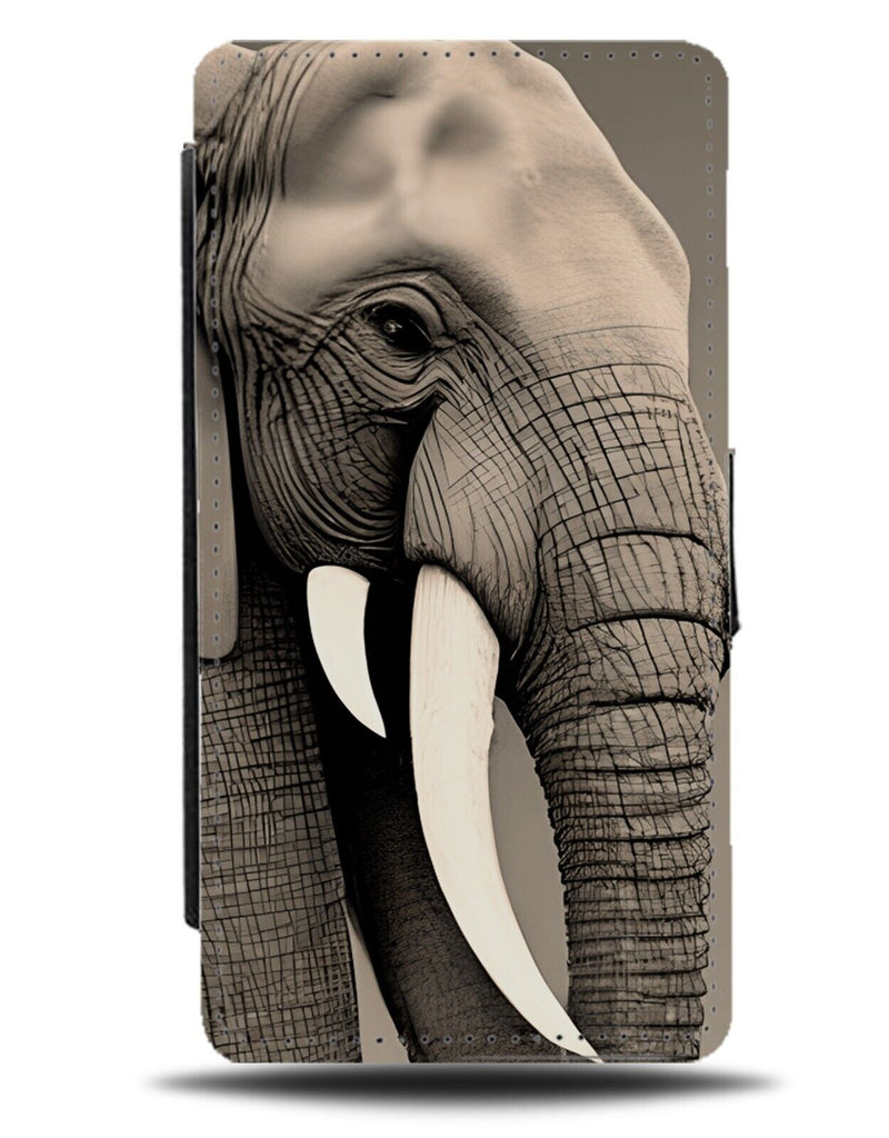 Elephant Flip Wallet Case Elephants Tusk Tusks African Africa Photograph AM48