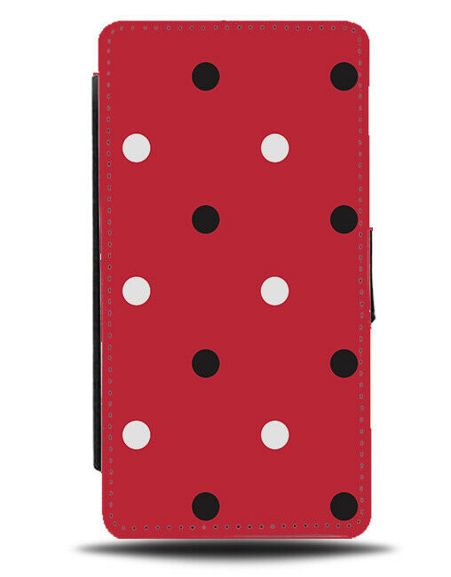 White Black Polka Dotted Design Flip Wallet Case Print Dots Spotty Dotty E729