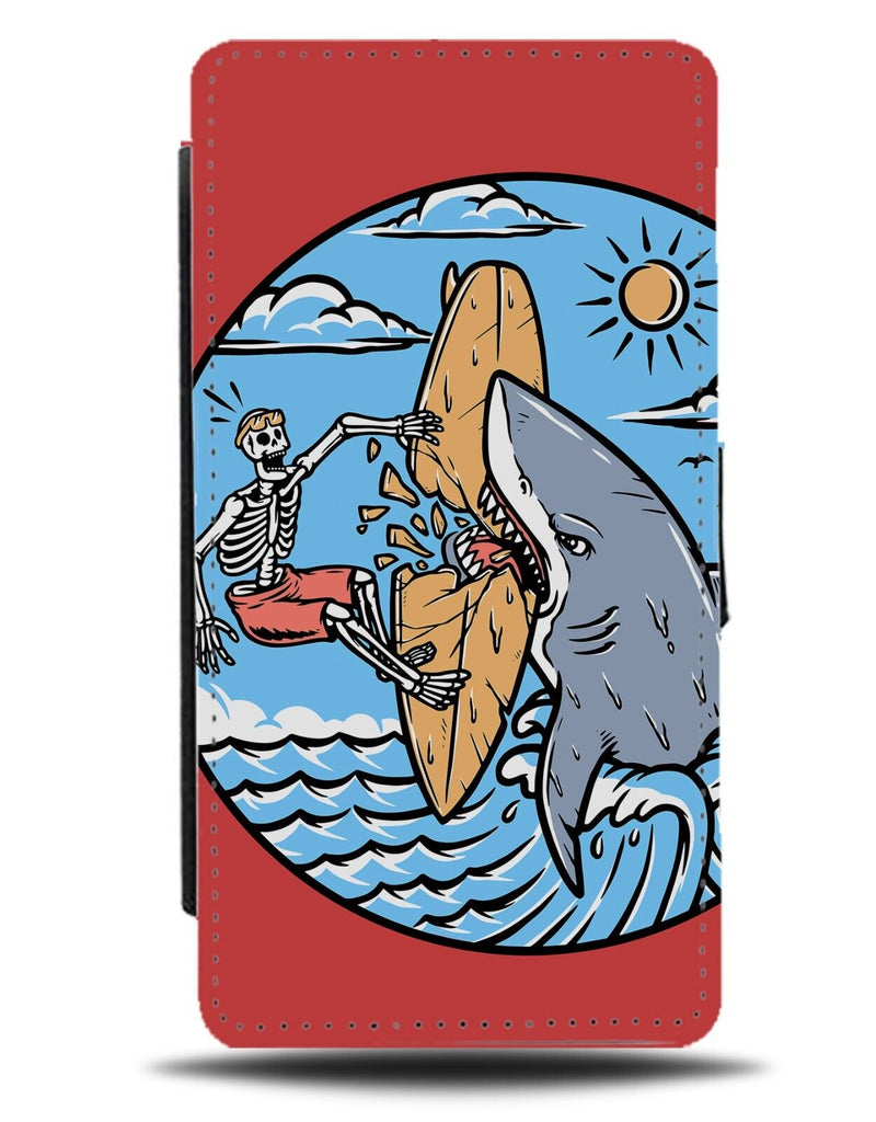 Funny Hungry Shark Biting Surfing Flip Wallet Case Bite Mark Chew Surfer BA85