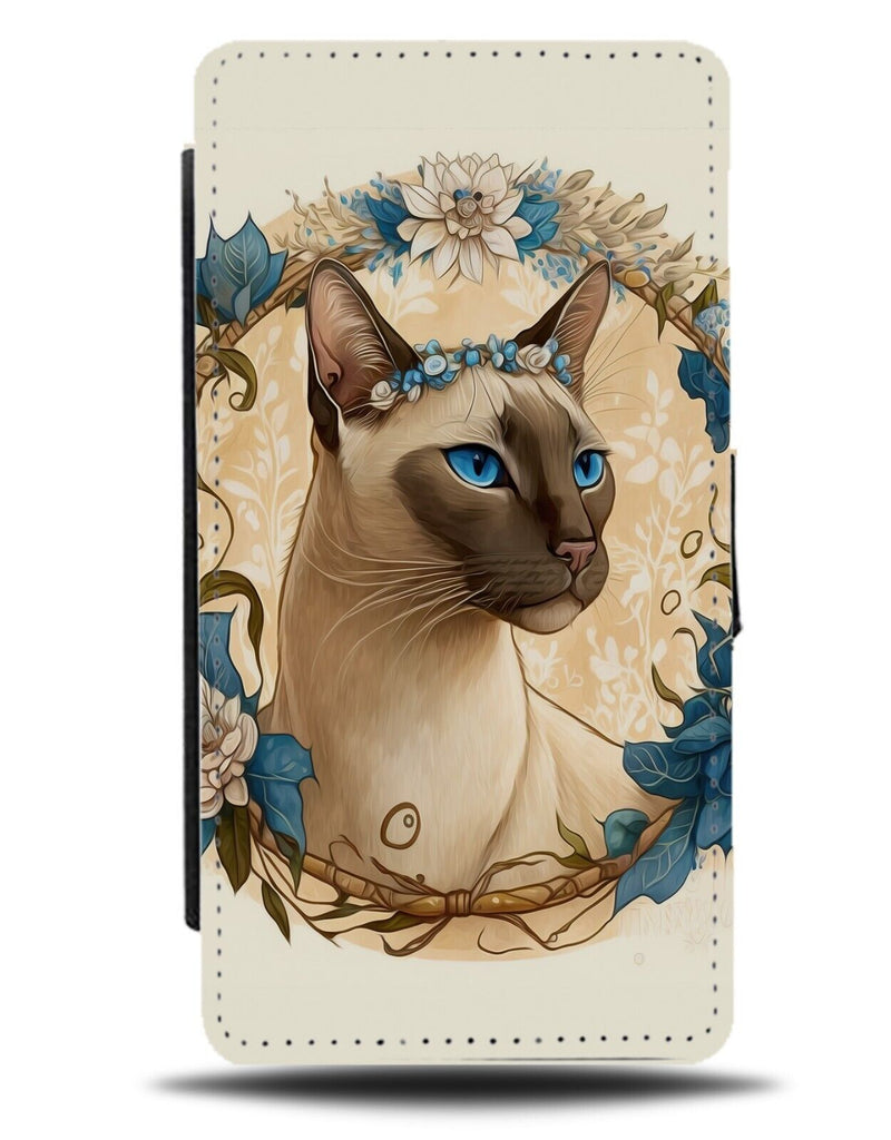 Siamese Cat Flip Wallet Case Cats Blue Eyes Cartoon Novelty Kitten Pet Kat DE51