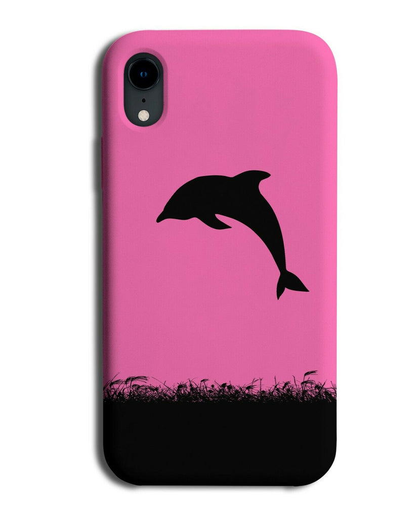 Dolphin Silhouette Phone Case Cover Dolphins Hot Pink Black Coloured I021