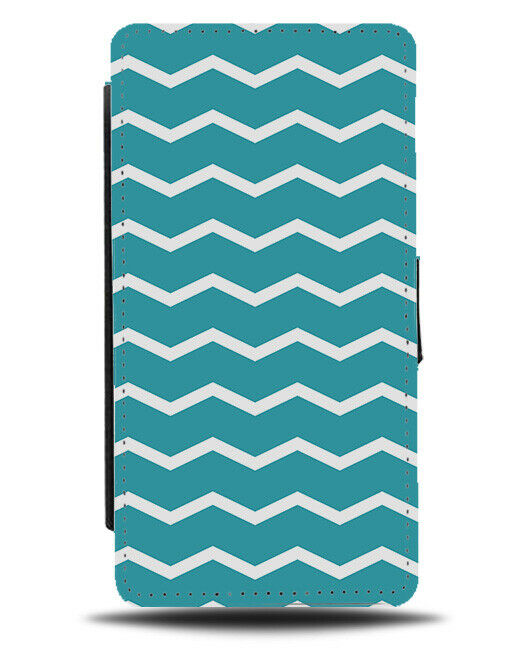 Turquoise Green Zigzag Stripes Flip Wallet Case Striped Zig Zag Pattern G526