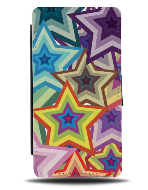 Childrens Colourful Stars Pattern Flip Wallet Case Design Star Shapes Kids K191