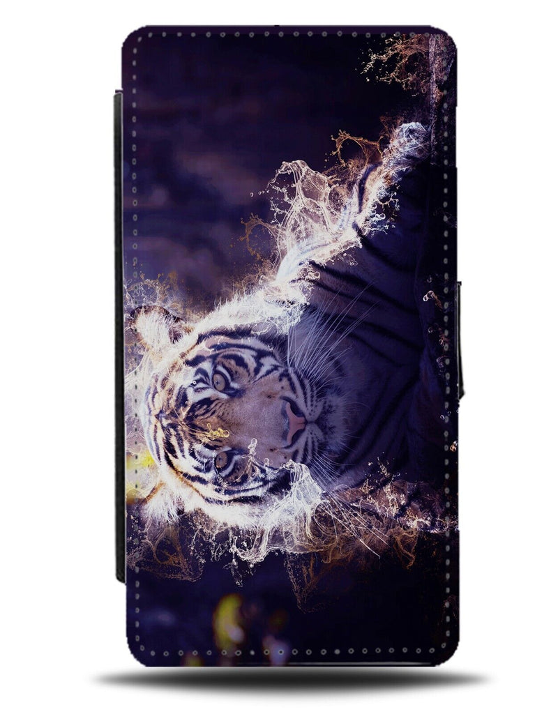 Tiger Splashing Around In The River Flip Wallet Case Lake Rivers Water CK35