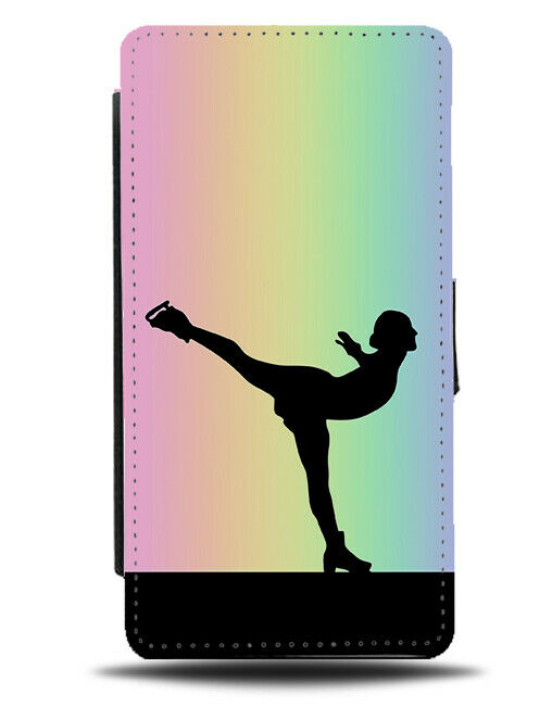 Ice Skating Flip Cover Wallet Phone Case Skates Skater Figure Colourful i657