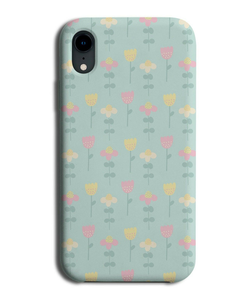 Mint Green and Cartoon Roses Phone Case Cover Rose Drawing Flowers F054