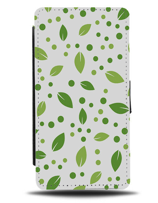 White and Green Falling Leaves Flip Wallet Case Nature Outdoor Cartoon H450
