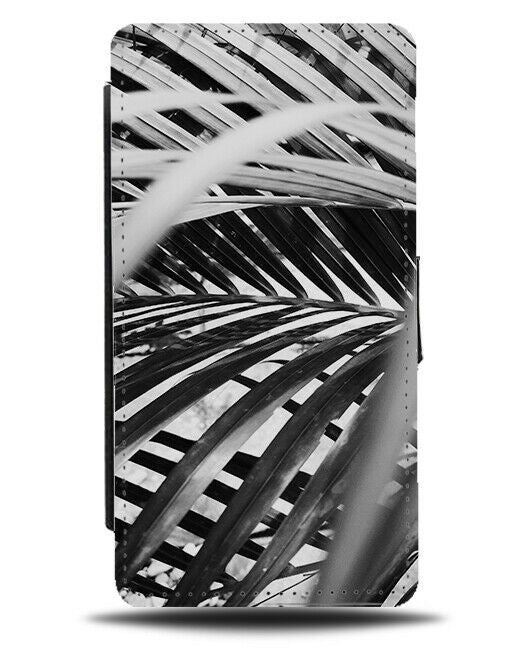 Black and White Palm Tree Jungle Stems Flip Wallet Case Branch Branches G886