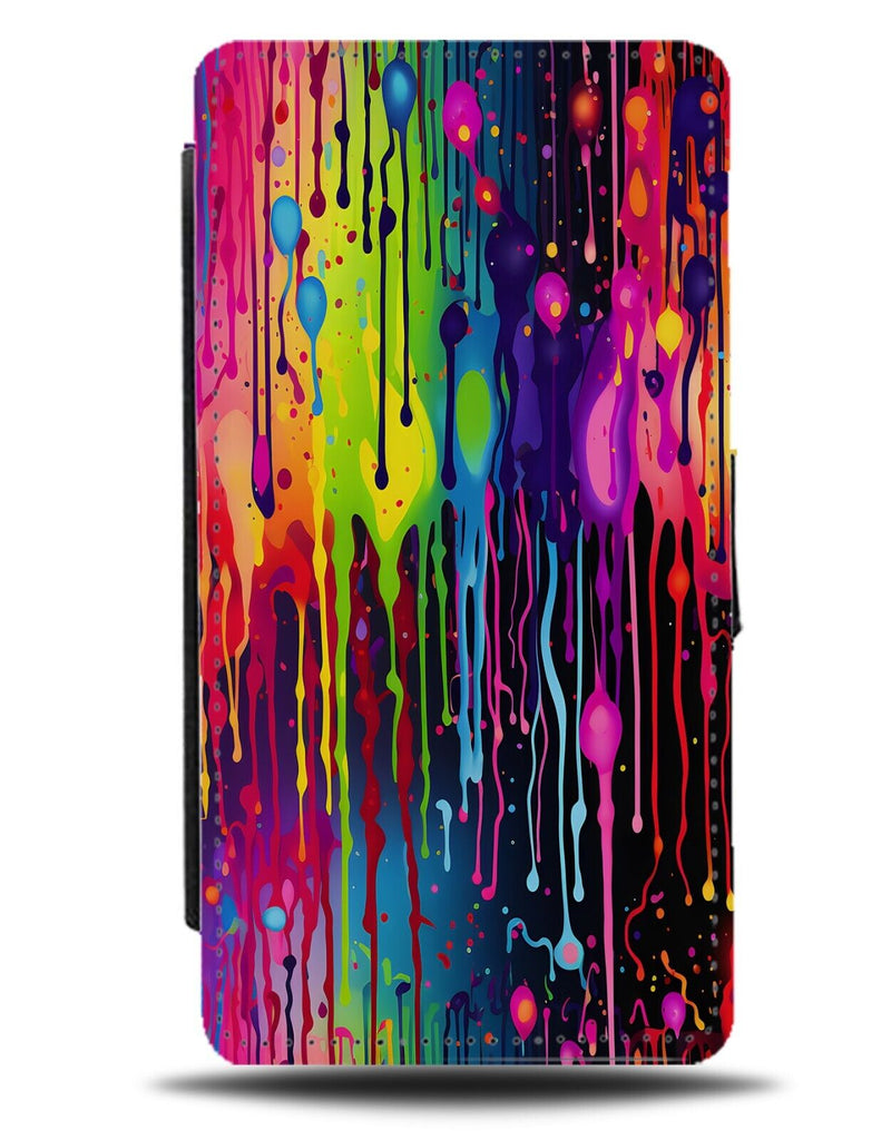 Dripping Multicoloured Paint Flip Wallet Case Paints Colours Multicolour DA48