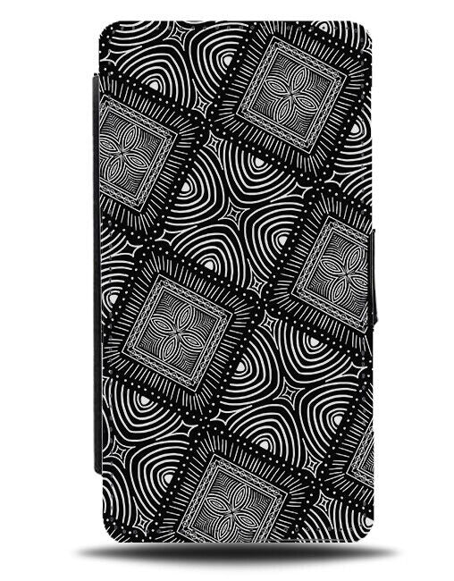 Funky White and Black Pattern Flip Wallet Case Optical Illusion Lines Tribe N537