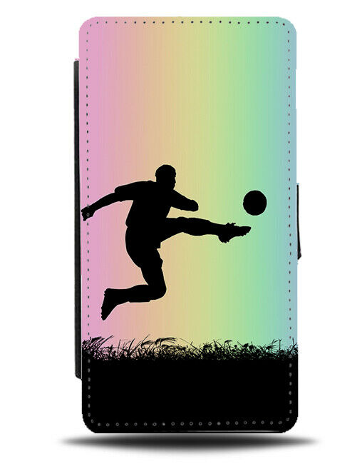 Football Flip Cover Wallet Phone Case Ball Footballer Colourful Rainbow i653