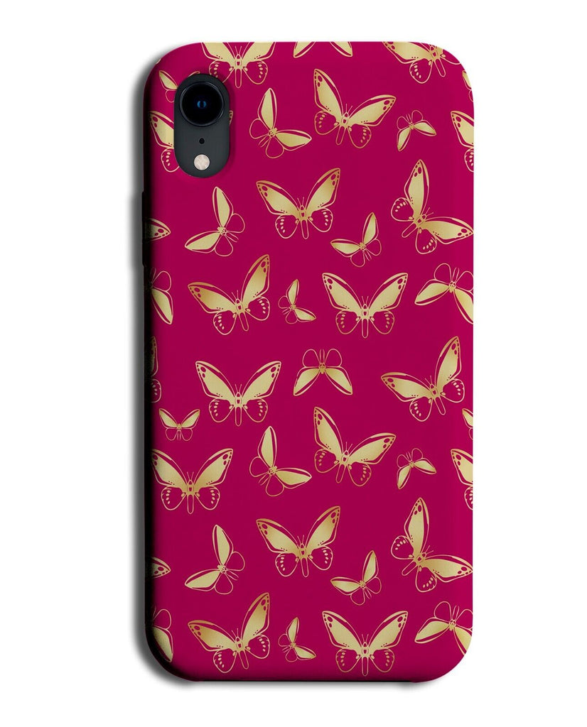 Hot Pink and Gold Butterfly Symbols Phone Case Cover Shape Shapes Symbol Q702G