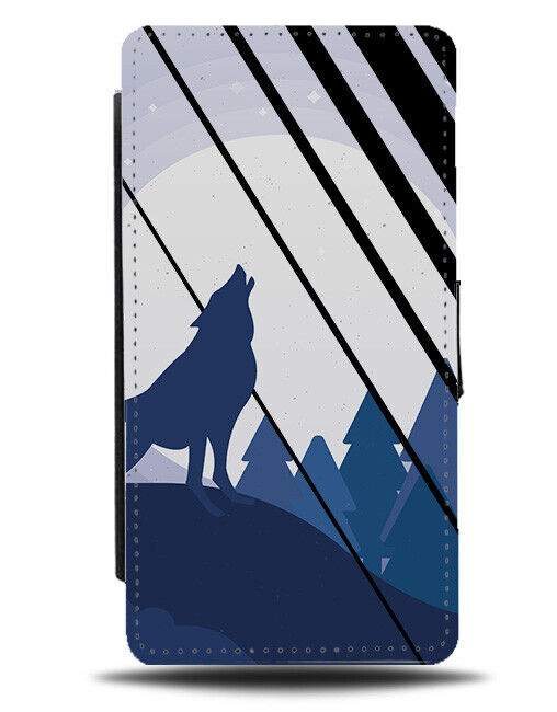 Abstract Wolf Howling Flip Wallet Case Shapes Stripes Wolves Howl Moon K455