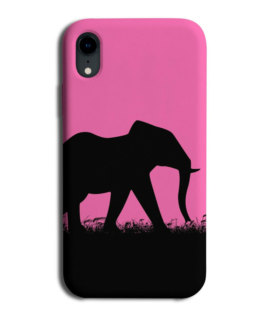 Elephant Silhouette Phone Case Cover Elephants Hot Pink Black Coloured I022