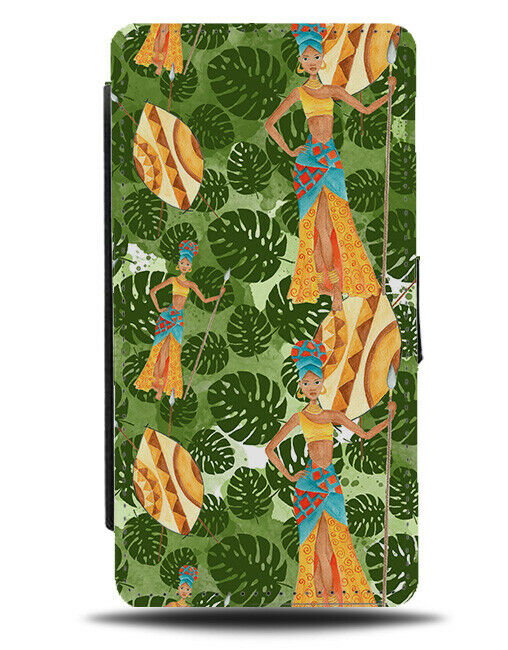African Jungle Flip Wallet Case Africa Style Print Pattern Design Photo E720