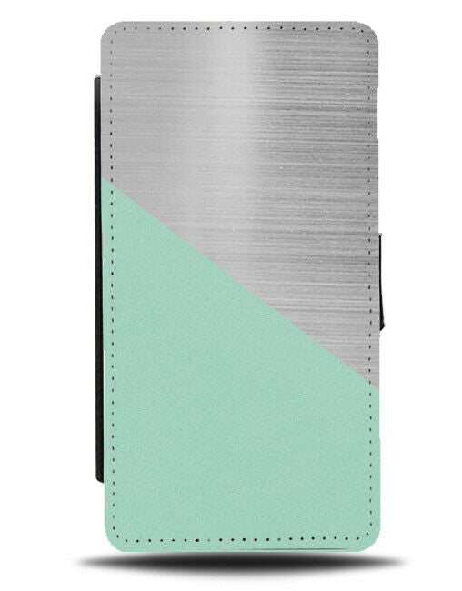 Silver And Pastel Green Flip Cover Wallet Phone Case Picture Light Mint i374