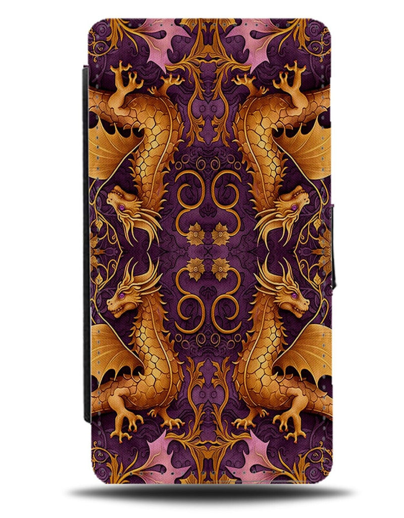 Golden Dragon Tribe Flip Wallet Case Dragons Viking Vikings Dragons Gold AL15