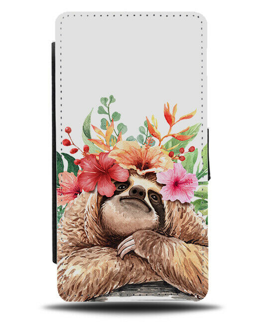 Colourful Sloth Drawing Flip Phone Case Cover Wallet Stencil Picture Sloths c871