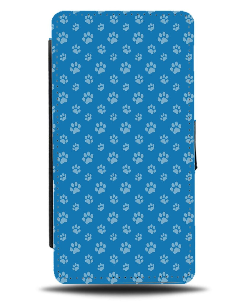 Baby Blue Paw Print Flip Wallet Case Paws Marks Shapes Dog Cat Dogs Dark DF18