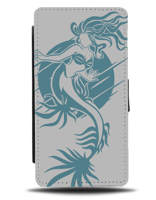 Swimming Underwater Mermaid Silhouette Shape Flip Wallet Case Outline J738