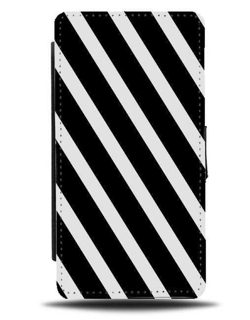 Black and White Stripe Pattern Flip Cover Wallet Phone Case Stripes Lines & I896