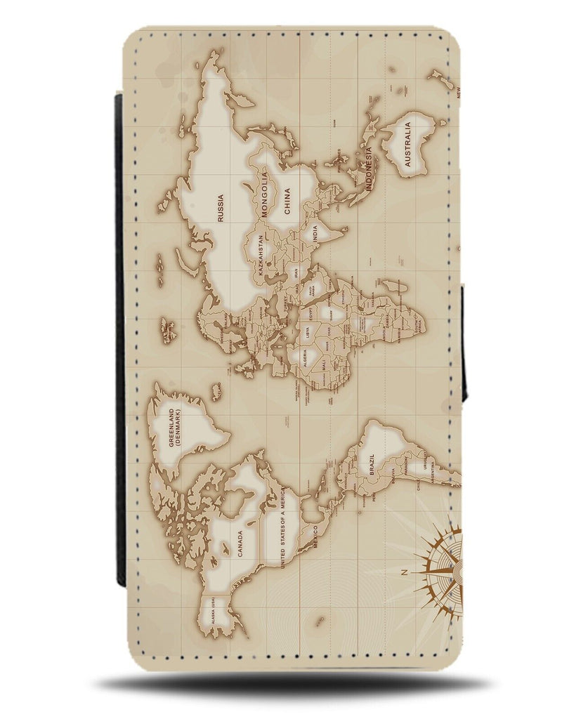 World Map Flip Wallet Case Vintage Atlas Maps Globe Vintage Design Picture DG51