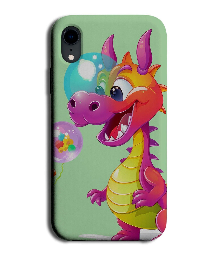 Cartoon Dragon With Bubbles and Balloons Phone Case Cover Dragons Kids AF63