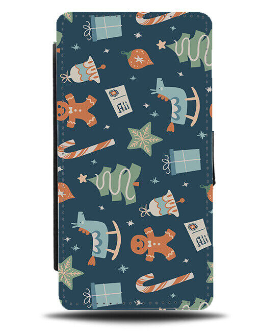 Christmas Objects Pattern Flip Wallet Case Gifts Items Things Gingerbread N689