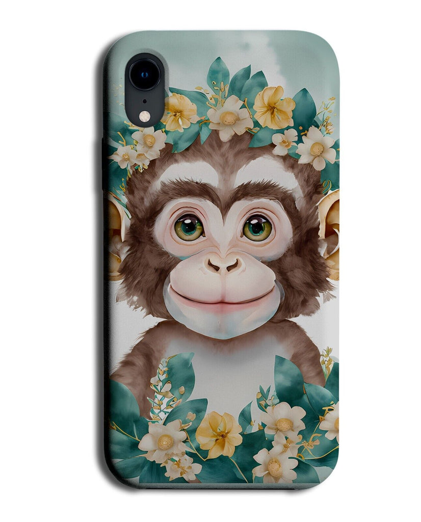 Floral Baby Monkey In Flower Crown Phone Case Cover Boho Style Watercolour CD93