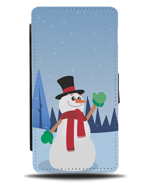 Christmas Snowman Scene Flip Wallet Case Landscape Photo Picture Image Kids N804