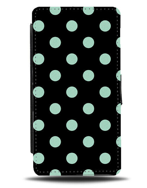 Black With Mint Green Polka Dot Flip Cover Wallet Phone Case Dotty Dots i541
