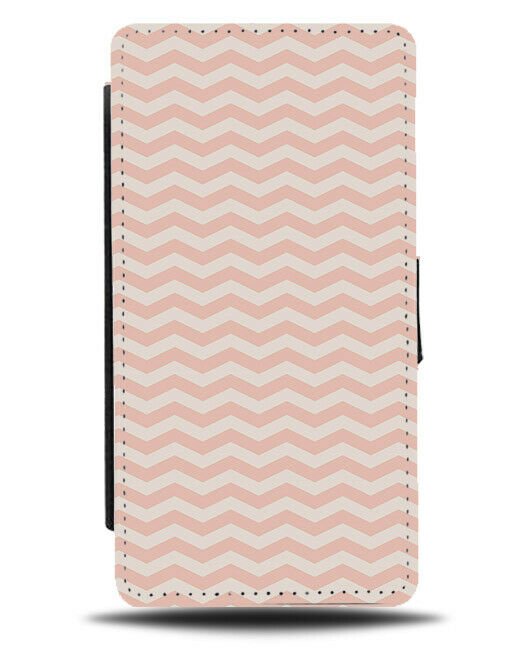 Funky Pink Design Flip Wallet Case Jagged Stripes Striped Peachy Pink F020