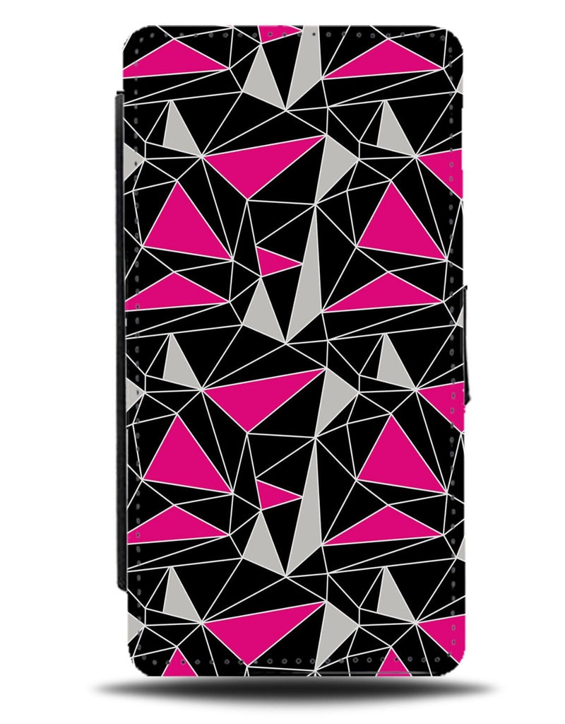 Black Pink and Gray Geometric Shapes Flip Wallet Case Grey Punk Pattern & AE39