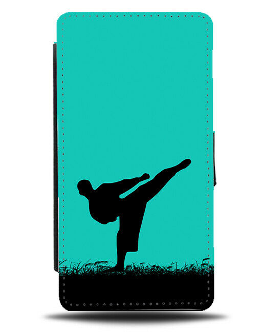 Karate Flip Cover Wallet Phone Case Jujutsi Kickboxing Turquoise Green Mens i785