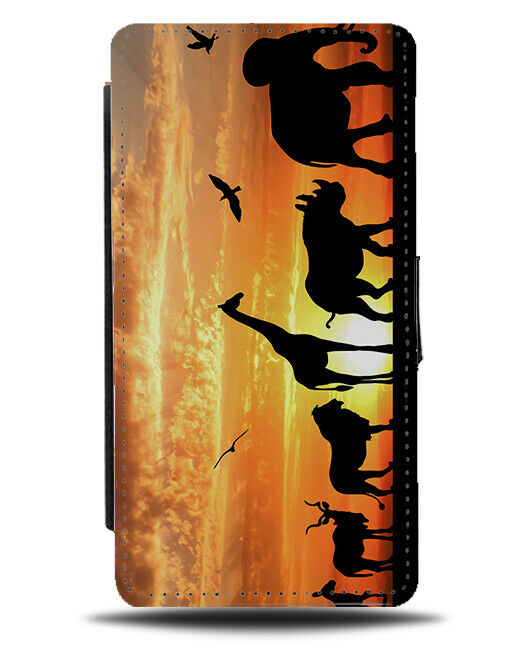 African Animal Silhouette Flip Wallet Case Animals Africa Kids Picture H872