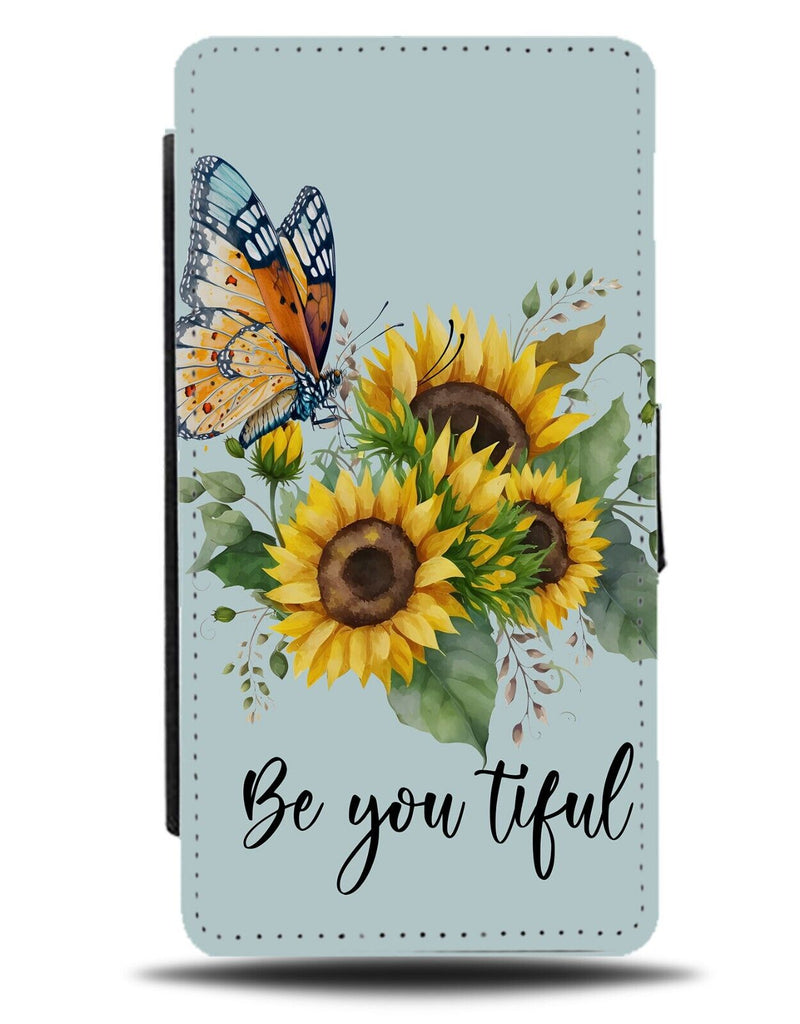 Summer Beautiful Quote Flip Wallet Case Writing Word Saying Be You Flowers AB15
