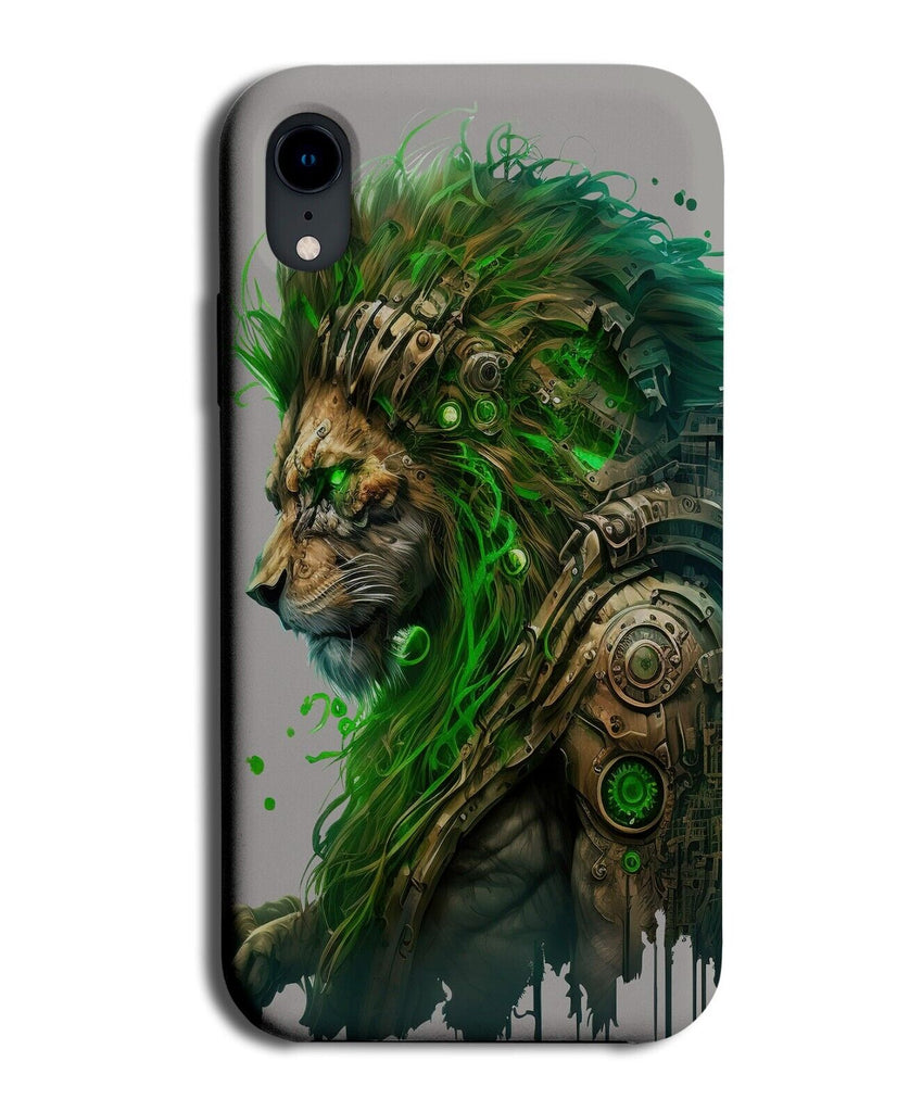 Cyberpunk Green Lions Face Phone Case Cover Lion Armour Warrior Animal BJ98